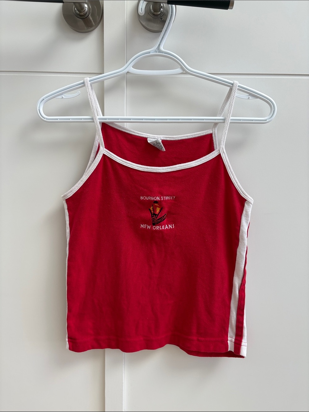 Women’s Red Bourbon Street New Orleans Tank Top with White Trim
